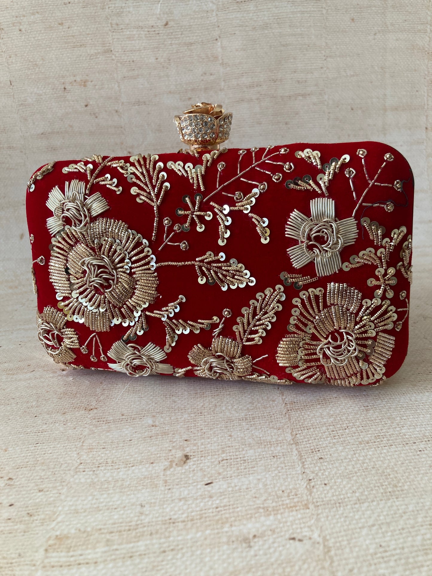 Faryal Handcrafted Velvet Clutch (Red)(ST139)