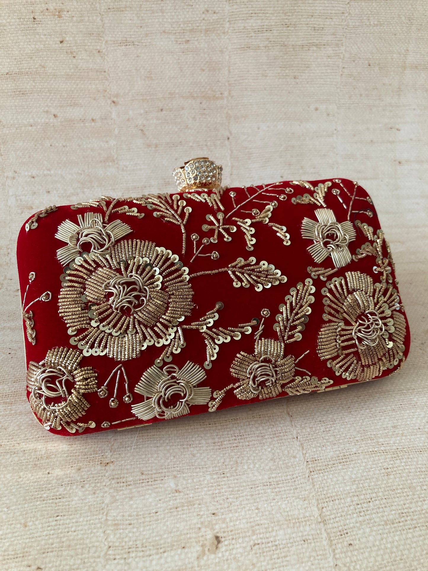 Faryal Handcrafted Velvet Clutch (Red)(ST139)