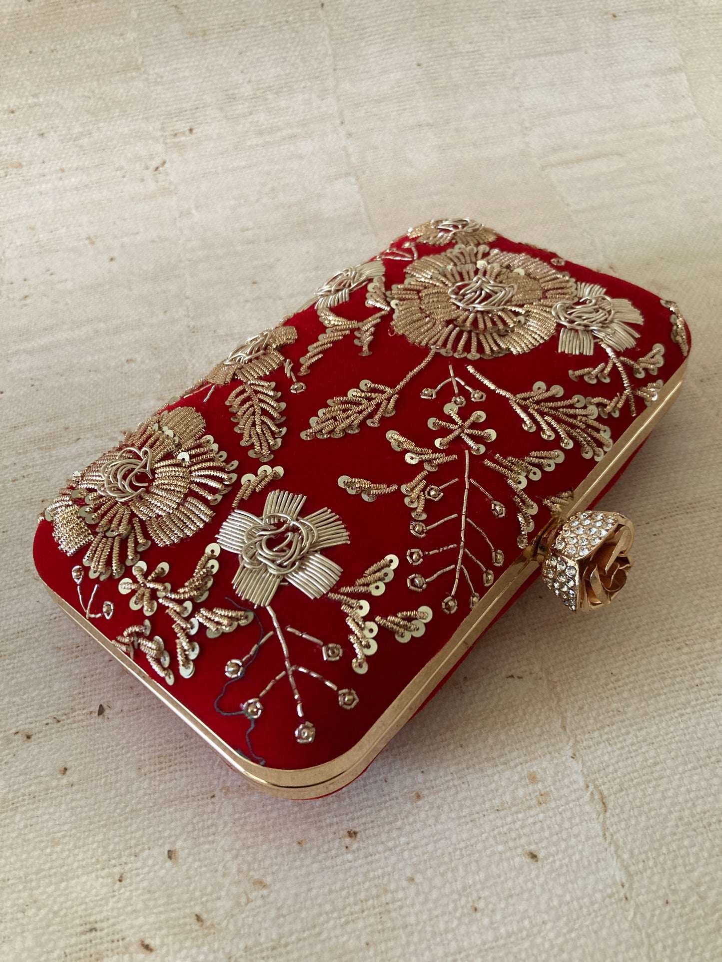 Faryal Handcrafted Velvet Clutch (Red)(ST139)