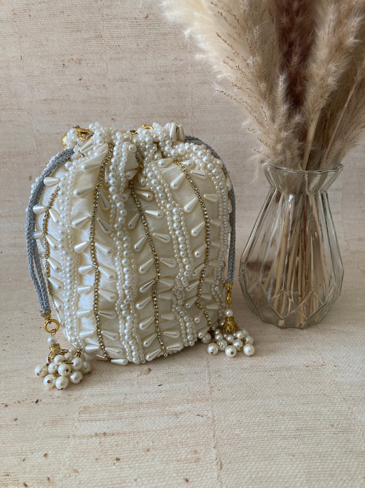 Diana Pearl Potli (White Ivory) (ST356)