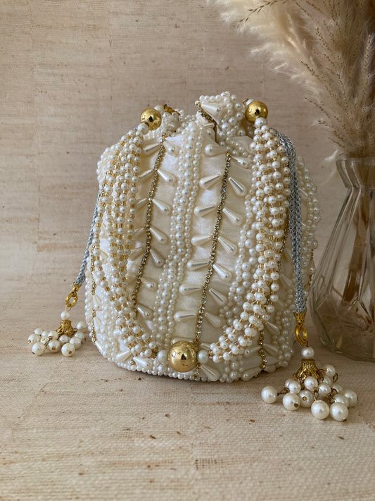 Diana Pearl Potli (White Ivory) (ST356)