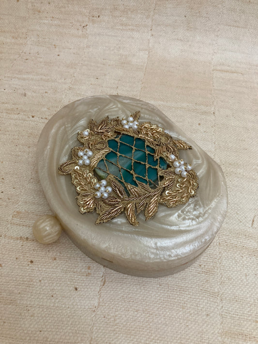 Maha (Luxury Hand Poured Resin Oval Clutch) (ST265) (Emerald Green)