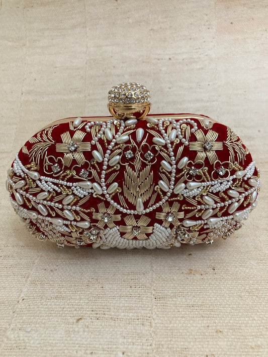Ambrose (Oval Velet Clutch)(Red)(ST266)