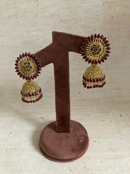 Priya Jhumka Earrings (ST848) (Maroon)