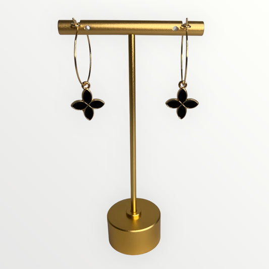 Four Leaf Clover Hoop Earrings (ST362)