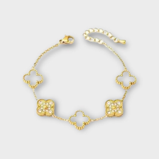 Christa 18K Gold Plated Clover Bracelet (ST838) (White)