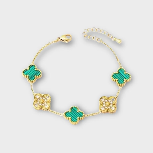 Christa 18K Gold Plated Clover Bracelet (ST838) (Green)