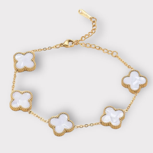 Adina Clover Bracelet (ST374) (Gold White)