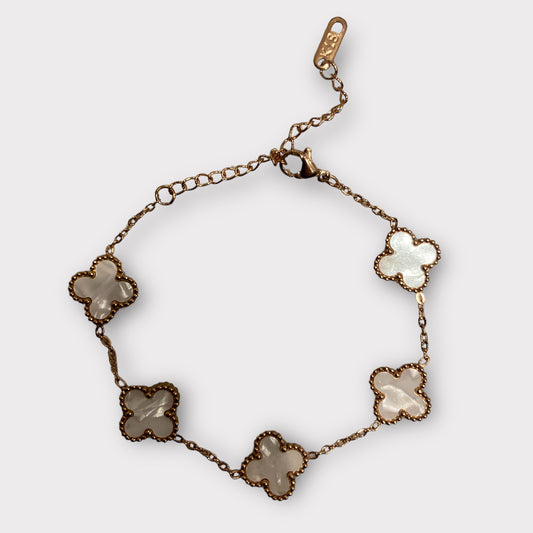 Adina Clover Bracelet (ST374) (Rose Gold White)