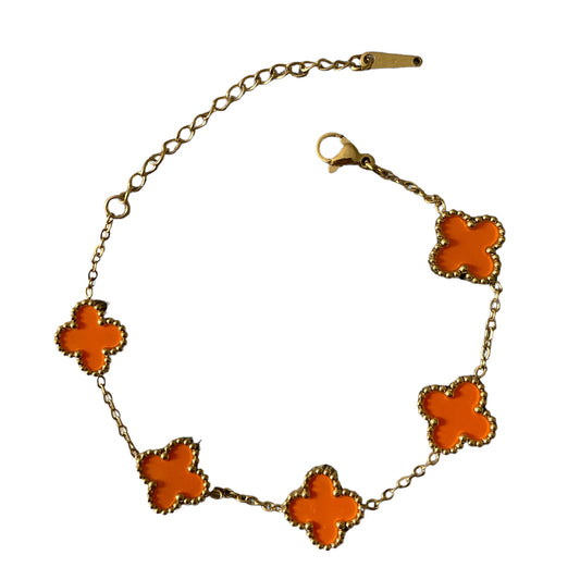 Adina Clover Bracelet (ST374) (Orange)