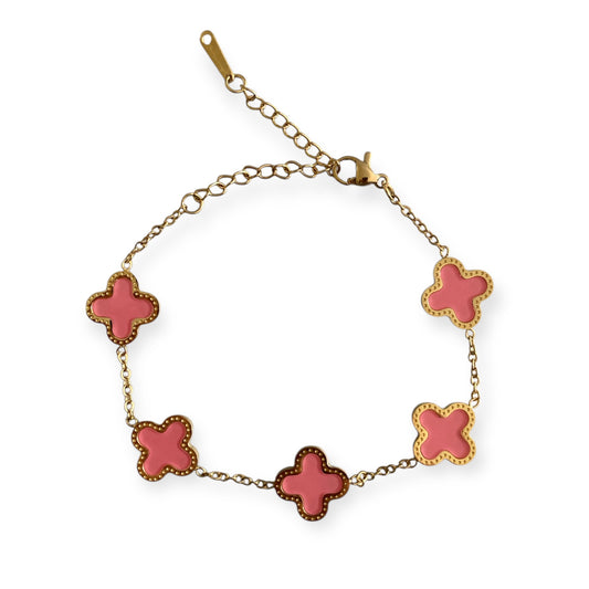 Adina Clover Bracelet (ST374) (Gold Pink)