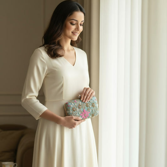 Amelia Green Rectangular Clutch (ST11203)