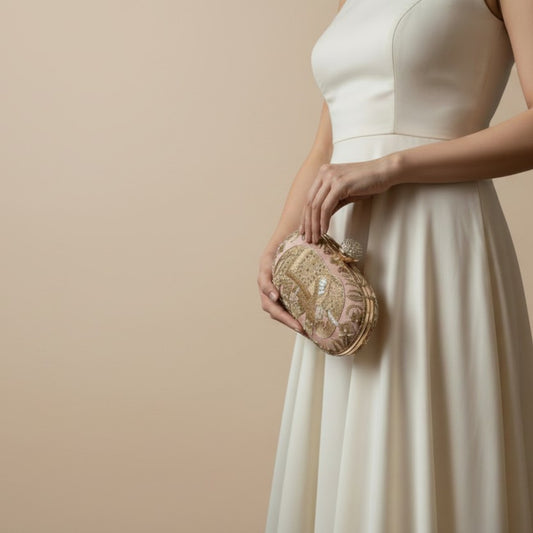Elephant Oval Pink Clutch (ST1158)