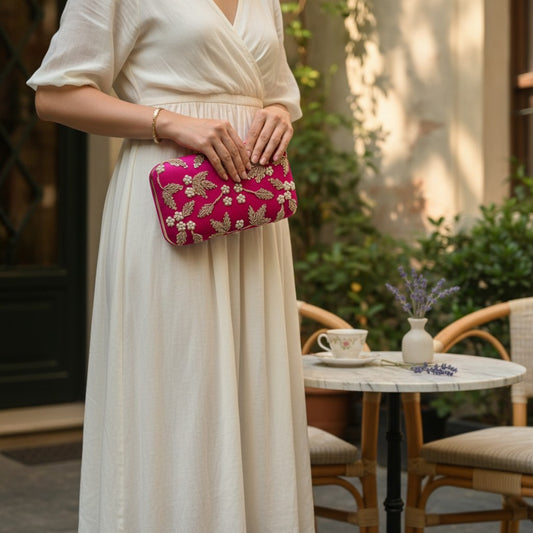 Lana (Rectangular Clutch) (Hot Pink) (ST355)