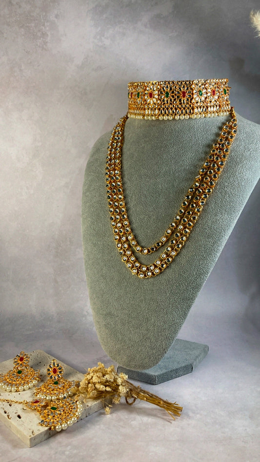 Astha Gold Plated and Kundan Set (ST164) Emerald And Ruby