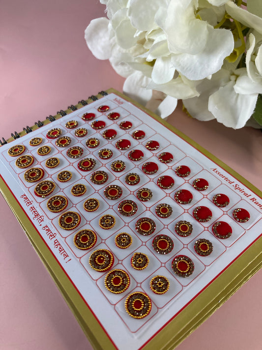 Bronze Stone Border Assorted Velvet 600 Bindi Booklet (ST703)