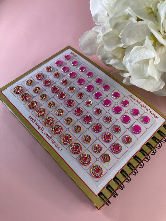 Silver Stone Border Assorted Velvet 600 Bindi Booklet (ST702)