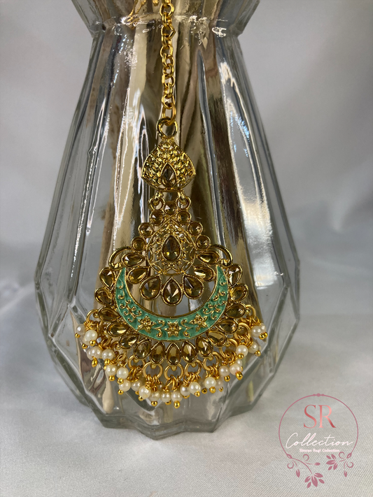 Naina Mint Gold Plated Tikka (ST177)