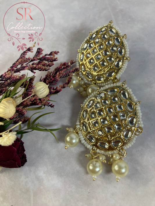 Sima Gold Plated Kundan Stud Earrings (ST131)