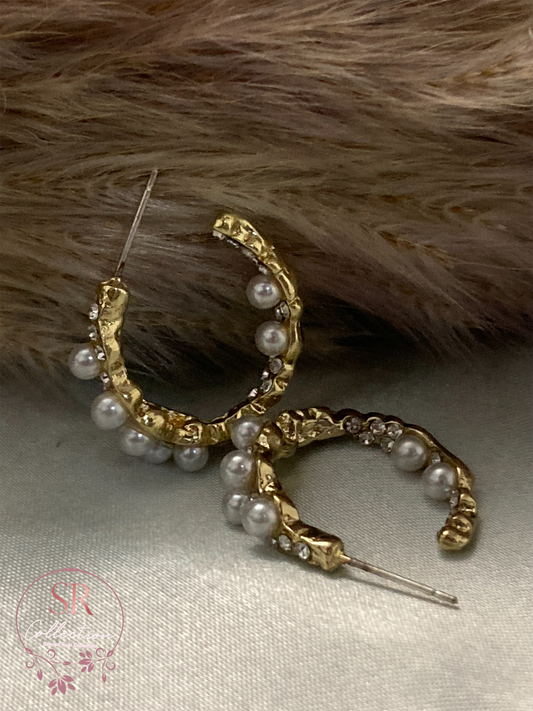 Astrid Small Pearl Hoop Earrings (ST054)