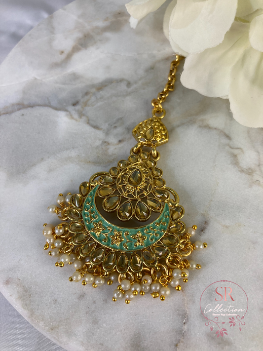 Naina Mint Gold Plated Tikka (ST177)