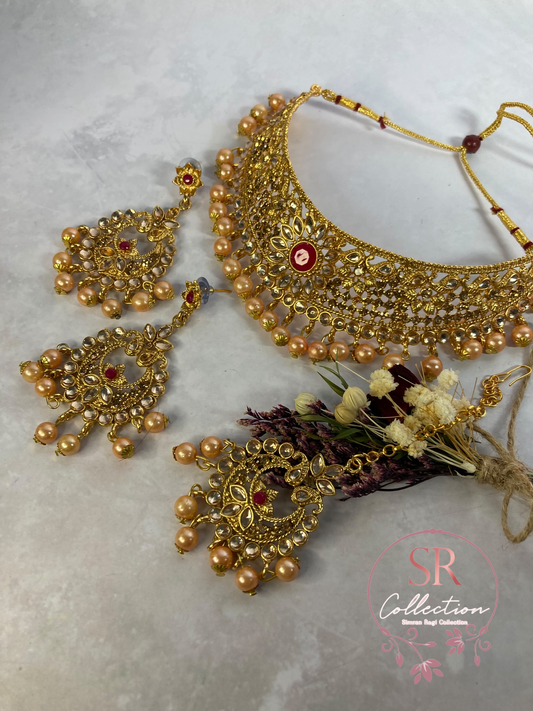 Ekta Gold Plated Choker Necklace Set (ST227)