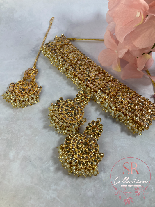 Tara Kundan And Pearl Choker Set (ST229)