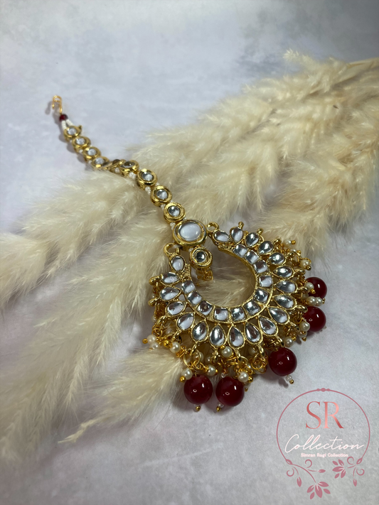Afiya Gold Plated Kunda Tikka (ST175) Maroon