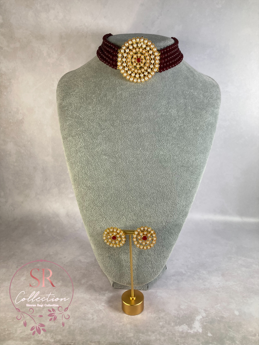 Punam Mala Choker Set (ST179) Maroon