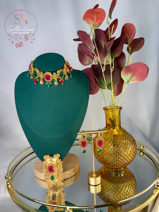 Kajal Choker Set (ST097) Emerald and Ruby