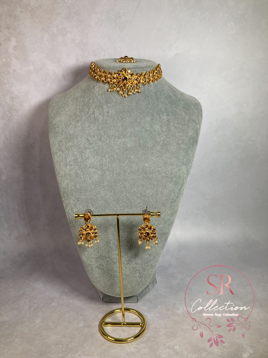 Arohi Gold Plated And Kundan Choker Set (ST170) Antique