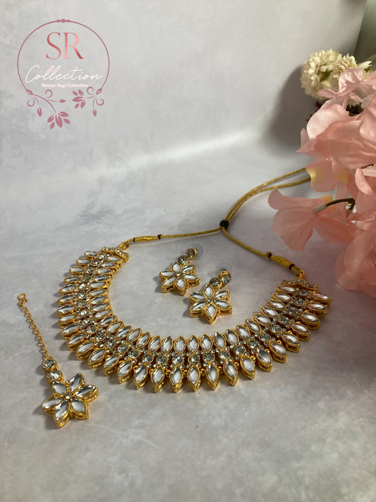 Chaya Gold Plated Kundan Choker Set (ST167) Silver