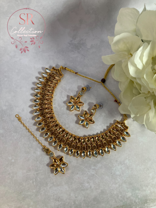 Chaya Gold Plated Kundan Choker Set (ST167) Antique And Silver