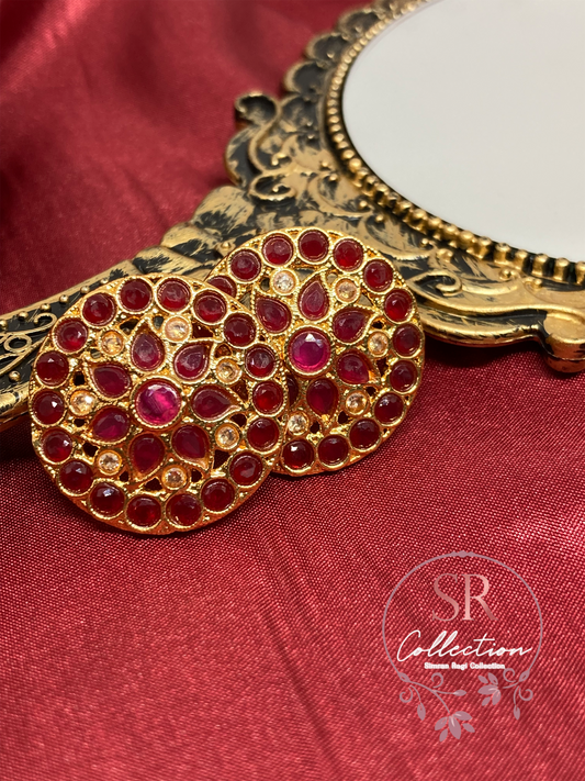 Maya Antique Stud Earrings (ST001) Maroon